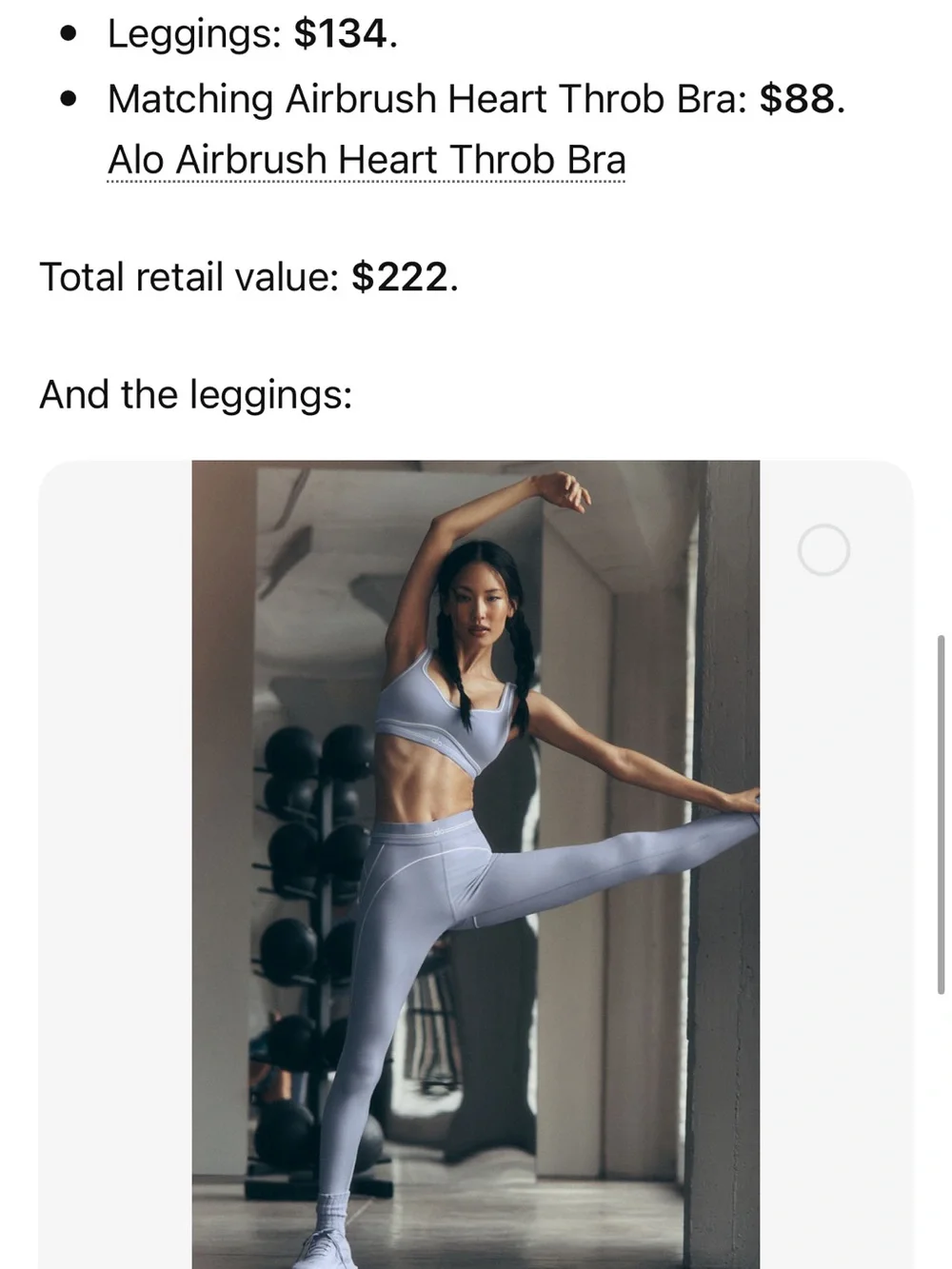 Alo Winter Frost Active Set - High-Rise Leggings & Strappy Sports Bra